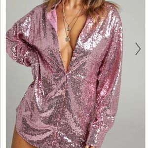 Showpo Sequin Shirt Dress